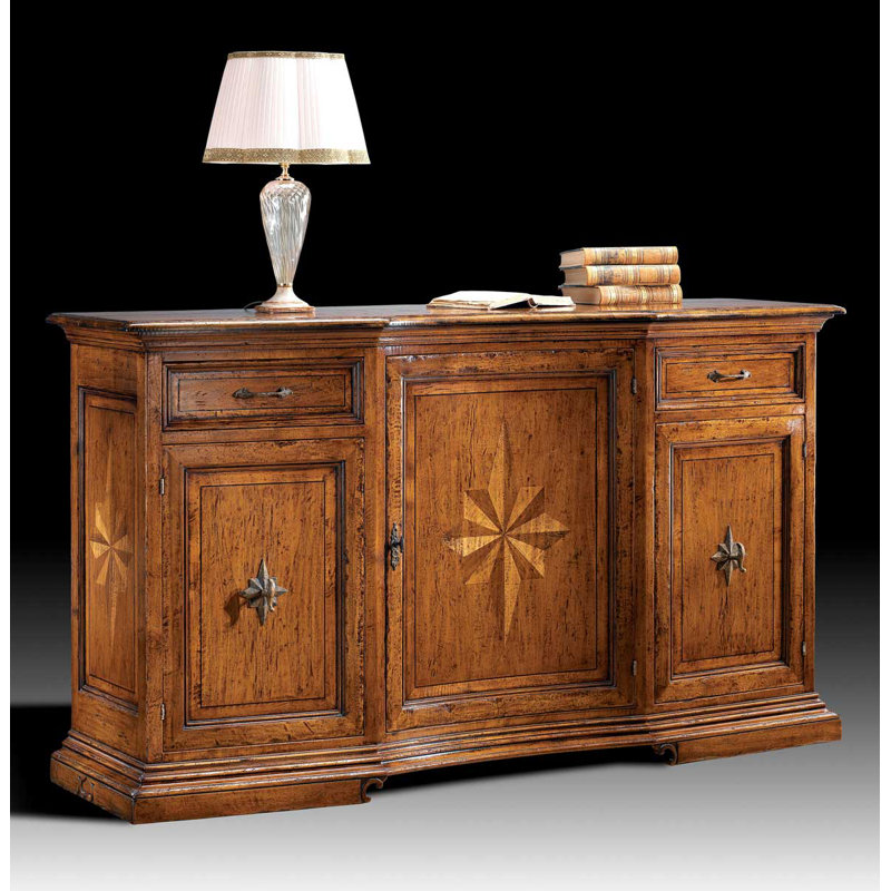 84" Wide 2 Drawer Walnut Wood Sideboard