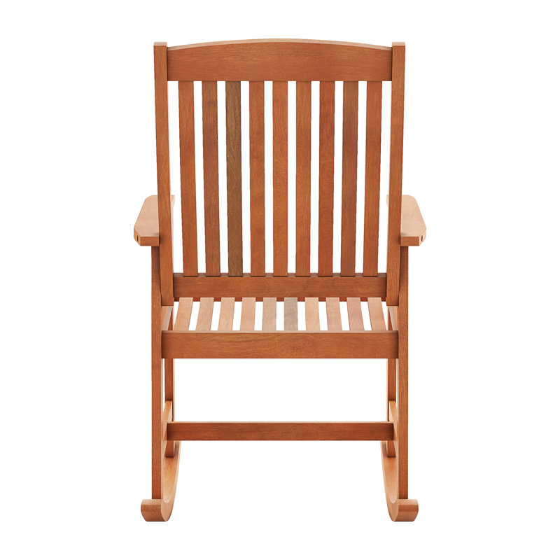 Chaise d'extérieur en bois massif à bascule Gwenda, Brun