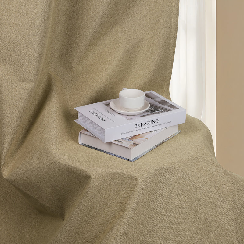 Thicken Blackout Curtains Faux Linen Pattern Window Drapes Thermal Isolate Functional Heading Curtains, 52" W x 96" L