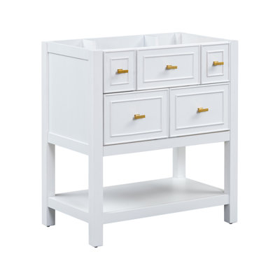 Chic 30'' Free Standing Bathroom Vanity With Solid Wood Frame And 5 Drawers - No Basin Sink Included For Stylish Storage -  Man Wah, MW-SPN-813495