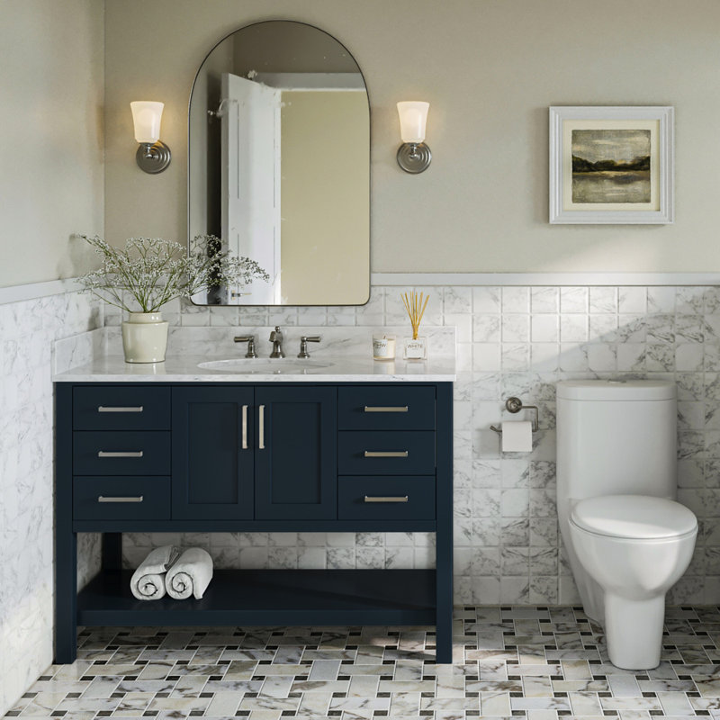 Magnolia Bath Vanity Rectangular Basin S061SCW2R, Midnight Blue, Oval, 49"