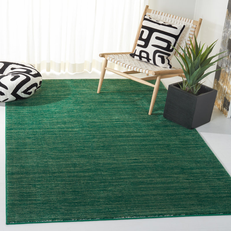 Vision Striped Area Rug In Dark Green, Rectangle 122 x 183 cm