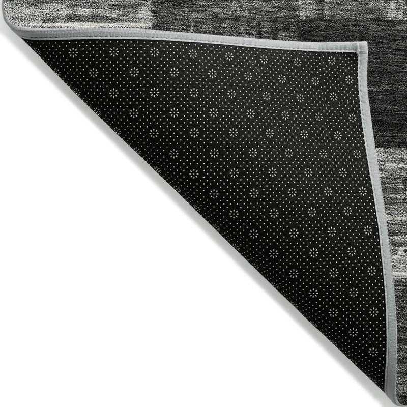 Black Synthetic Flat Woven Non-slip Washable Rectangular Rug 3' x 5'