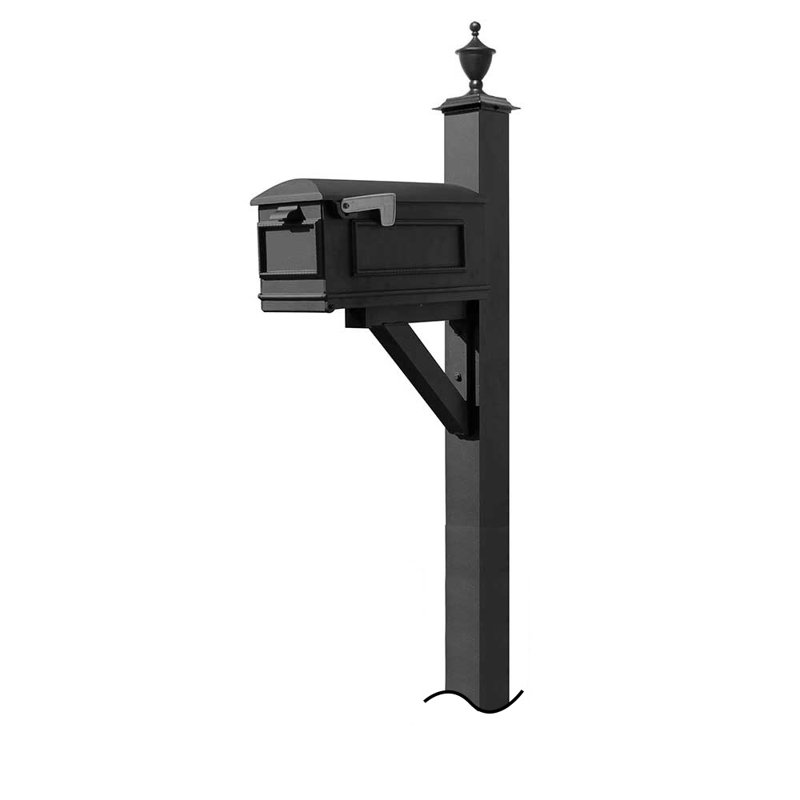 Westhaven Aluminum Post Mounted Mailbox with Magnetic Closure, Black