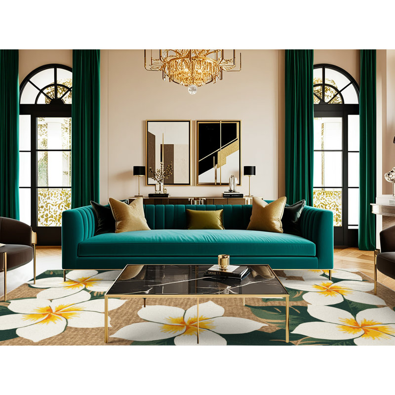  Tapis lavable hawaïen Plumeria, Tapis de couloir 2 pi x 5 pi
