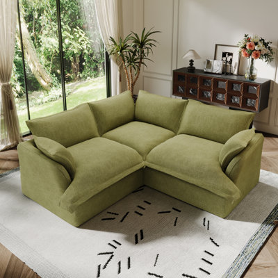 Linen Blend Cloud Couch Modular Sectional Sofa, Convertible Upholstered Cloud Sofa Comfy Deep Seat Couches For Living Room, Down Filled Sectional Sofa, Removable Washable Sofa Covers