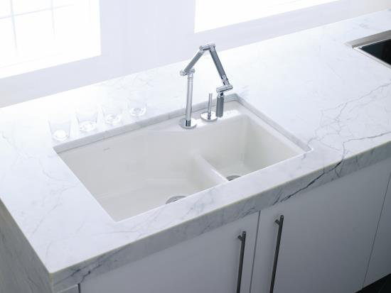 Indio® 33" L x 21.125" W Double Basin Undermount Kitchen Sink with Accessories, 3 hole, Basalt