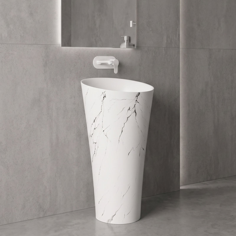 20'' Freestanding Solid Surface Pedestal Bathroom Sink