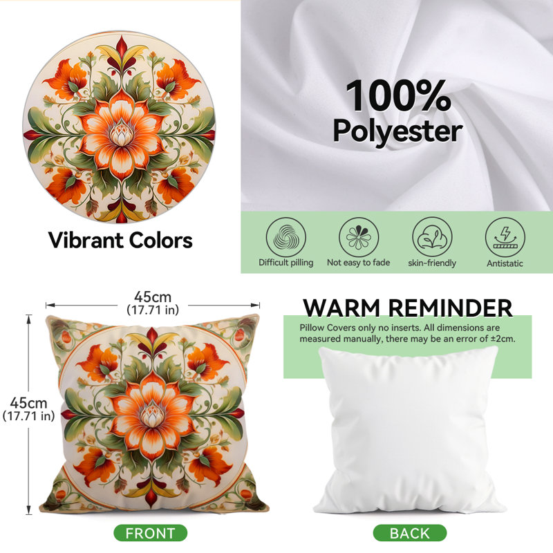 4 housses de coussin décoratives à motif de fleurs bohémiennes 4 pièces