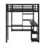 Structure de lit mezzanine avec garde-robe, bureau et tablettes de rangement