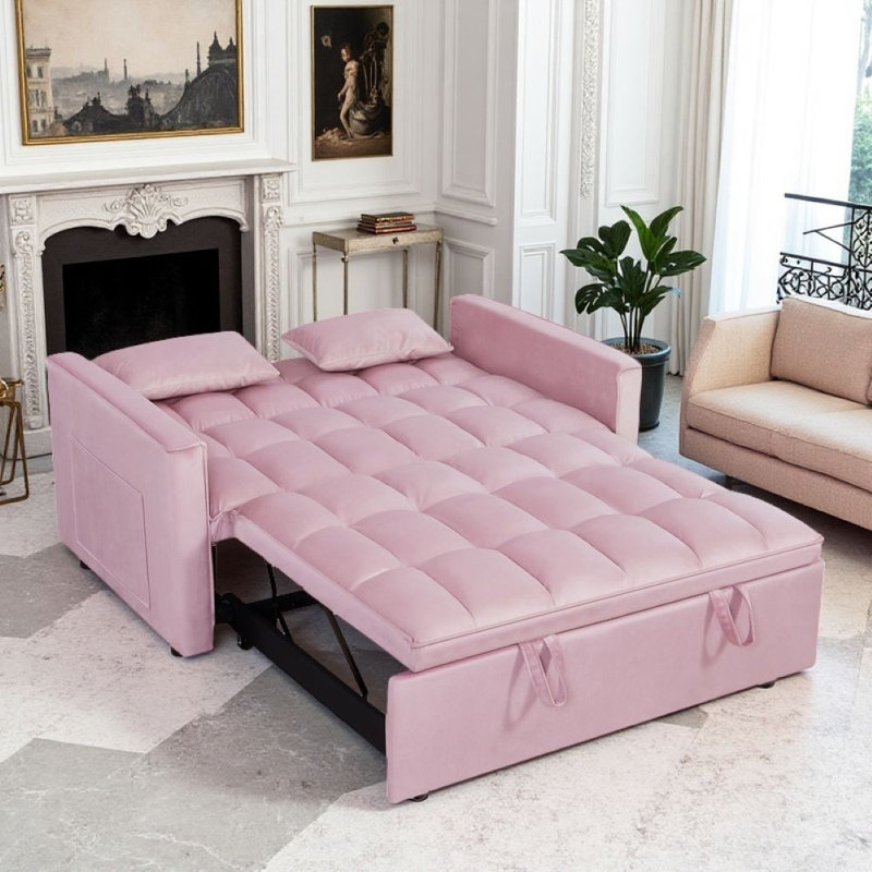 54" Pull-Out Sleeper Sofa, Pink