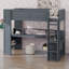 Lit mezzanine moderne pour les adolescents avec bureau, tablettes multiples, DEL et station de charge
