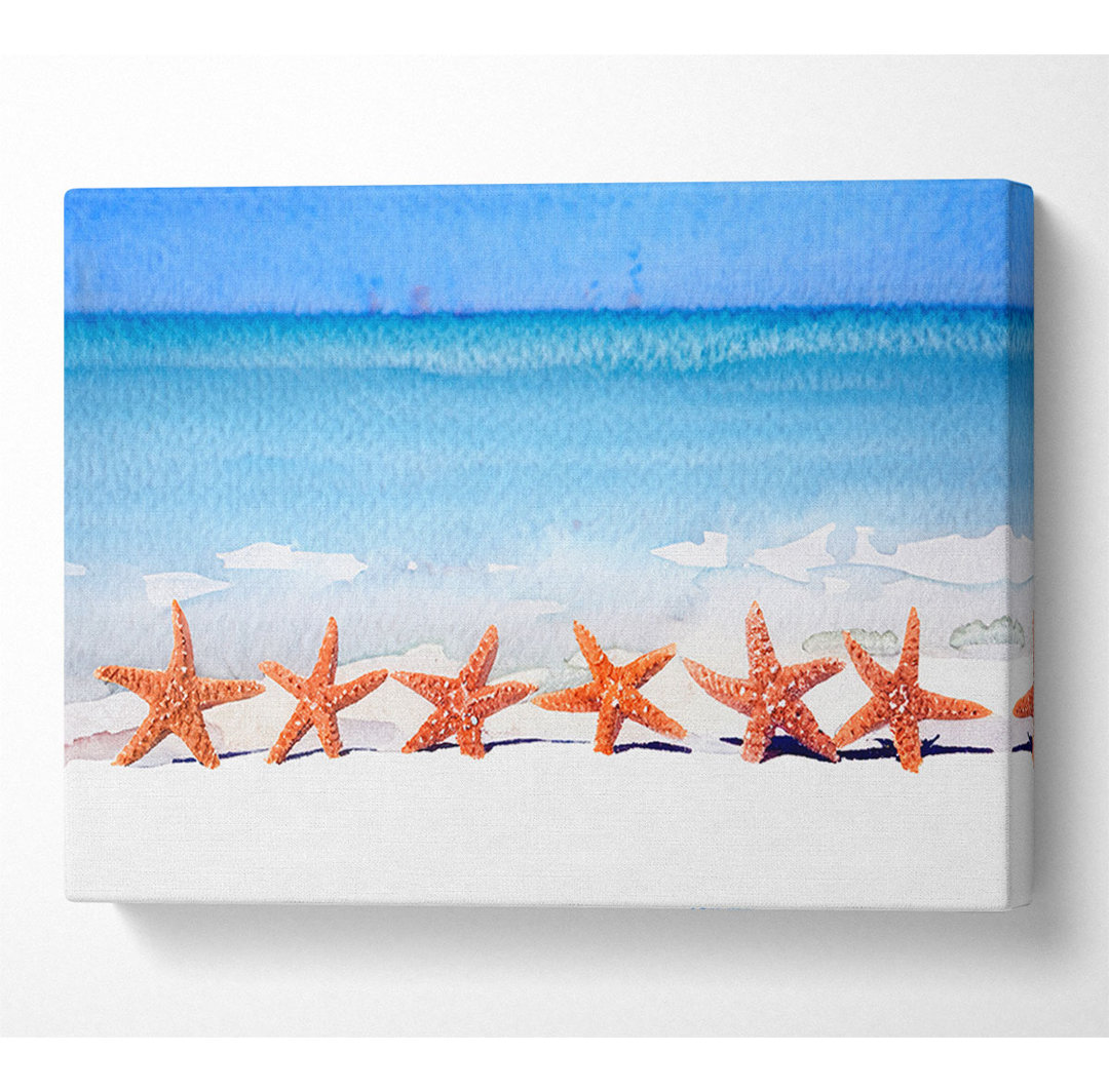 Star Fish Line-Up Leinwand Aquarell