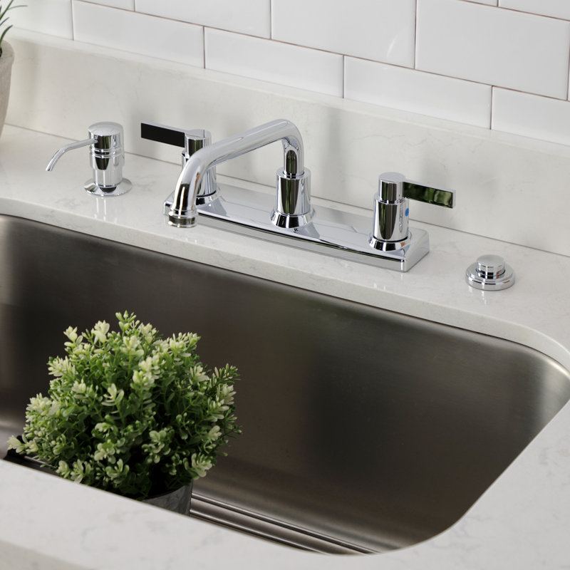 Kingston Brass NuvoFusion Two-Handle 2-Hole 8" Centerset Kitchen Faucet, Polished Chrome