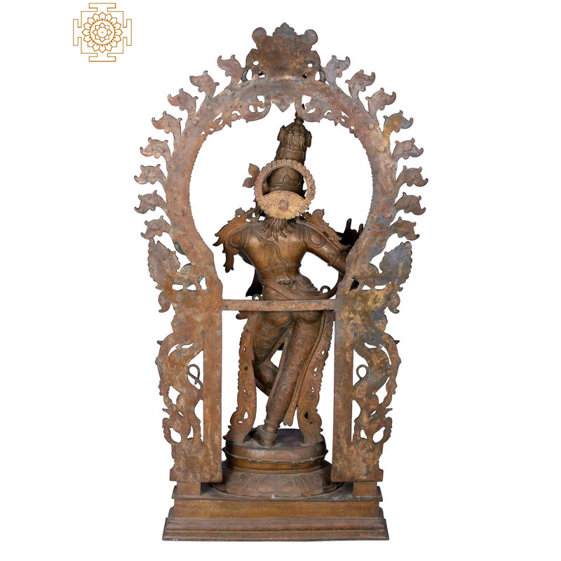 Statue de grand seigneur debout jouant de la flûte 62 "- Madhuchista Vidhana