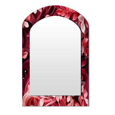 Miroir mural abstrait rouge et mauve à motif de fleurs romanes