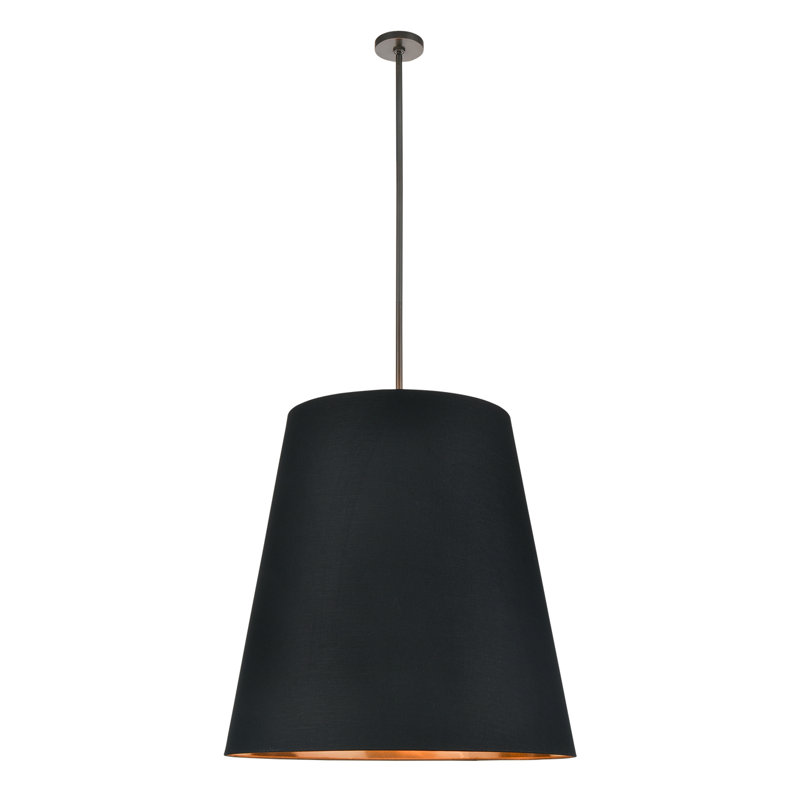 Luminaire suspendu conique unique à 3 lumières Calor, Noir, H 76,88 po x l 30 po x P 30 po, Noir
