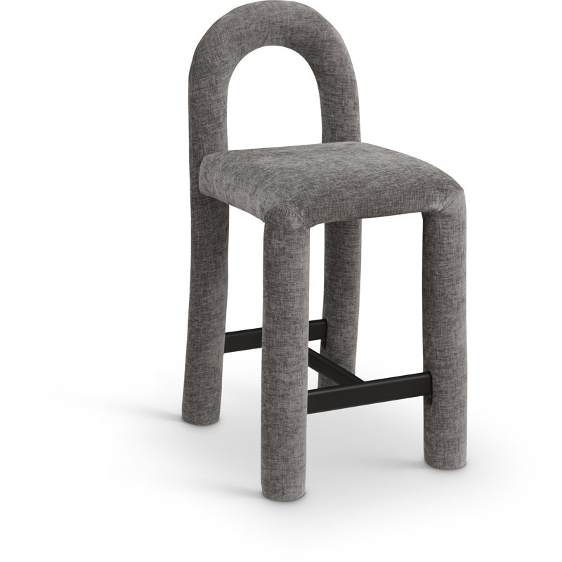 Amari Stool, Chenille Fabric, Gray