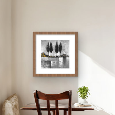 «Grayscale Industrial Landscape - Contemporary», reproduction encadrée