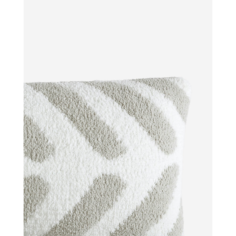 Tulum Reversible Throw Pillow, Cloud Gray/Off White Geometric