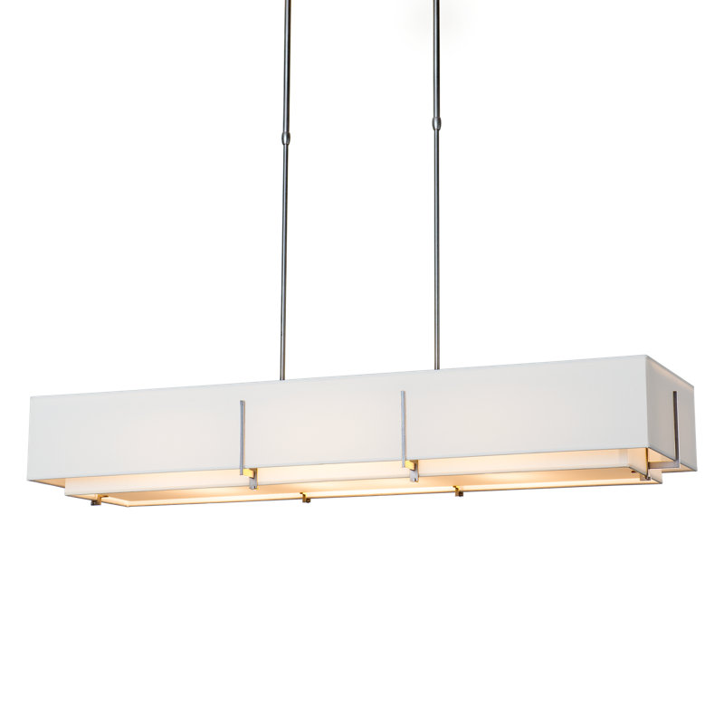 Exos 4 - Light Unique/Statement Linear Pendant, Natural Anna Shade, Sterling