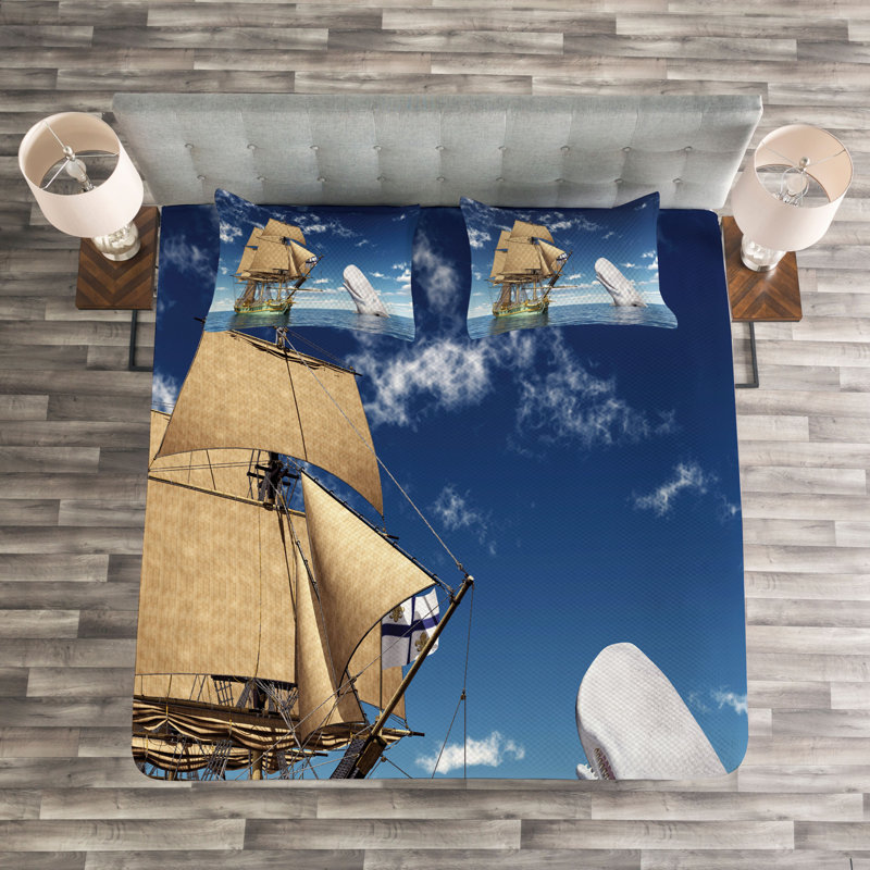 No Pattern Bedspread with Pillow Shams Included, 220 x 264 cm