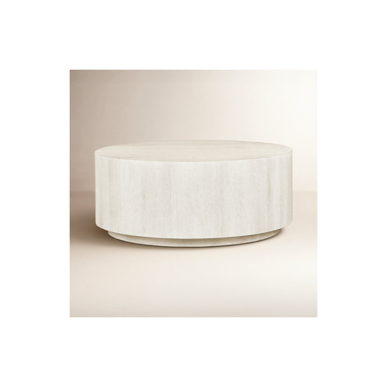 Taryn Drum Coffee Table, White Wash