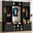 79.1''Wide Modern Hall Tree With Shoe Storage, 4-In-1 Entryway Bench With 8 Cubbies, 7 Coat Hooks & Adjustable Shelf For Hallway, Living Room, Black-1440320080