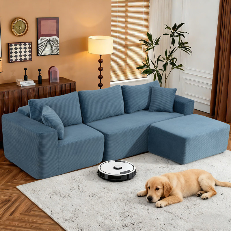 Cottle Boneless Sofa,108" Cloud Couch Sectional, Boneless Modular Sectional Sofa, Deep Seat Sectional Modular Couch For Living Room