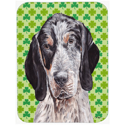 Caroline's Treasures Shamrock Lucky Irish Bluetick Coonhound St. Patrick's Day Glass Cutting Board
