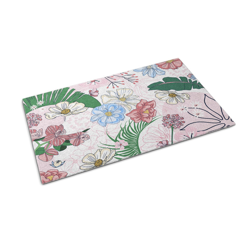Non-Slip Floral Outdoor Doormat