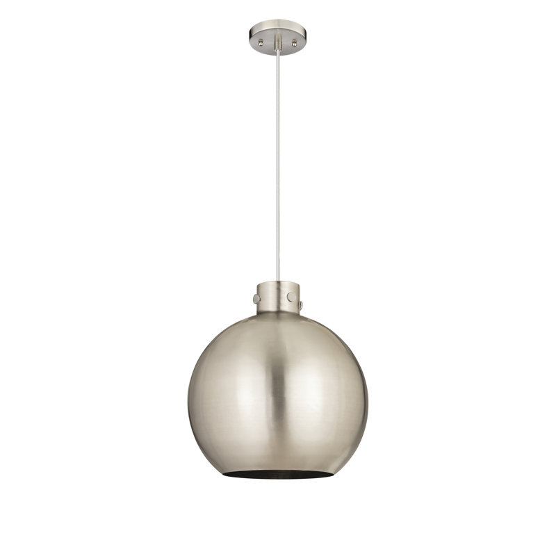 Luminaire suspendu en métal 1 lumière, H 17,13 po x l 16 po x P 16 po, Nickel satiné, Nickel satiné