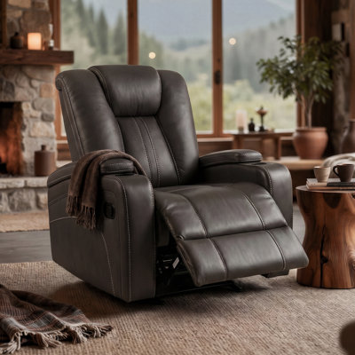 Fauteuil inclinable manuel berçant de 38 po avec deux porte-gobelets et rangement pour le salon et le cinéma maison