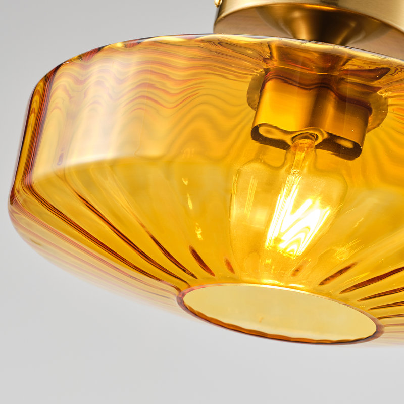 Plafonnier encastré en verre 1 lumière Virgie, Brun