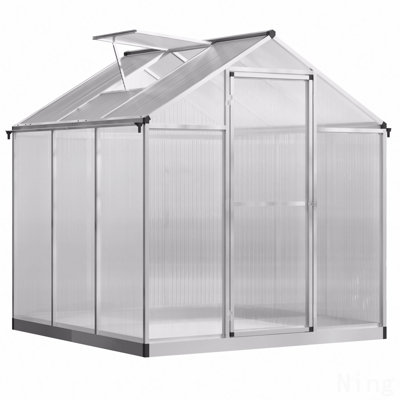 Greenhouse 6' L x 6' W Walk-In Polycarbonate Greenhouse with Roof Vent