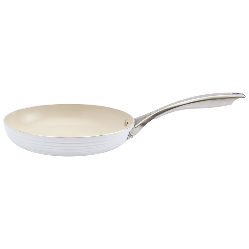 10-Piece White Nonstick Aluminum Cookware Set with Ribbed Design