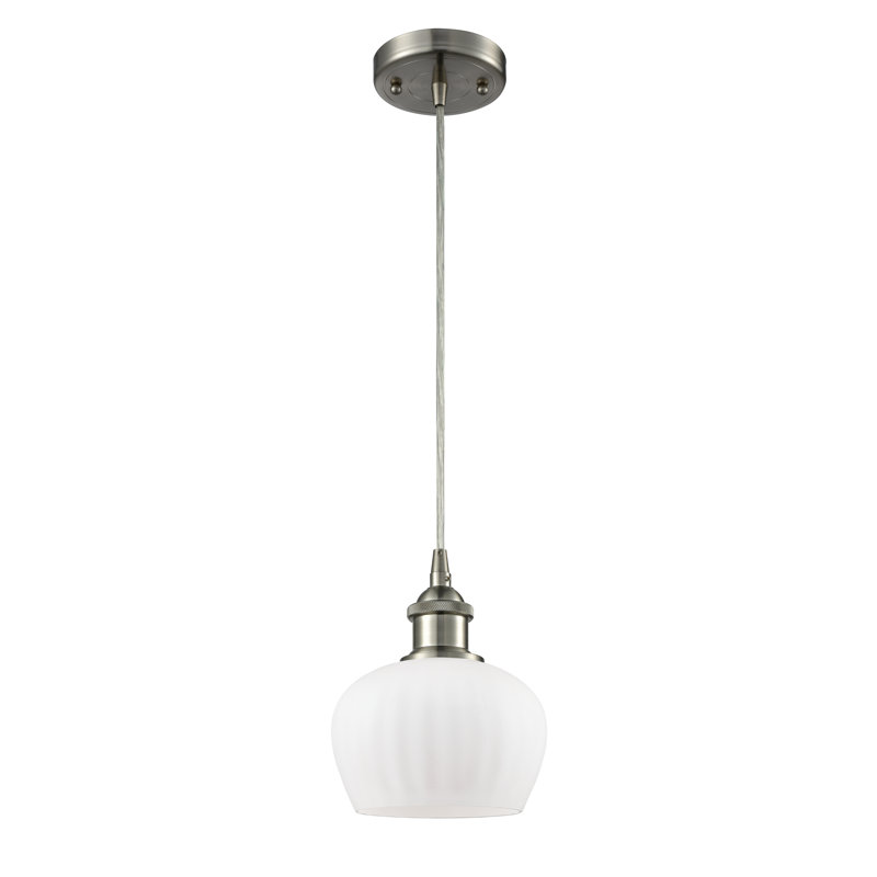 Luminaire suspendu en forme de cloche à 1 lumière Patrina, Ampoule non incluse, Blanc mat, Or satiné