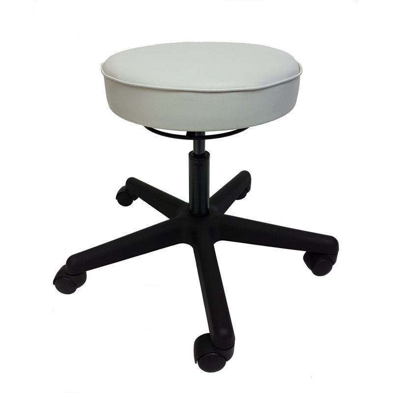 Tabouret rond en vinyle Kyzin, Gris clair