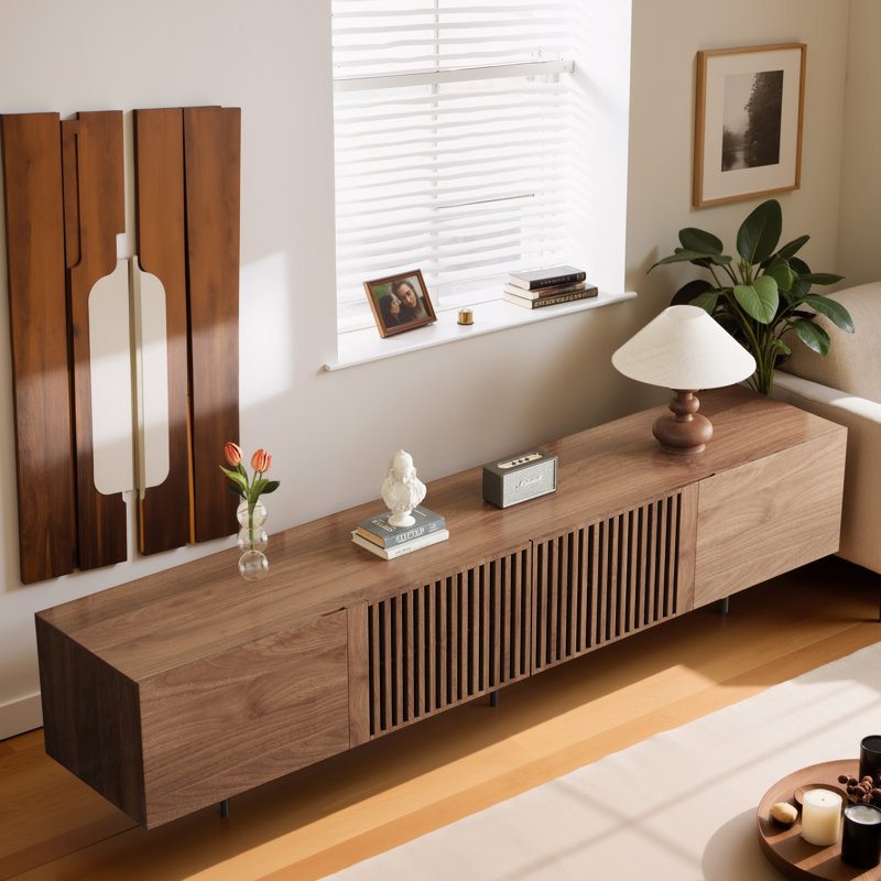 Medieval Modern TV Cabinet with Storage & Wire Holes