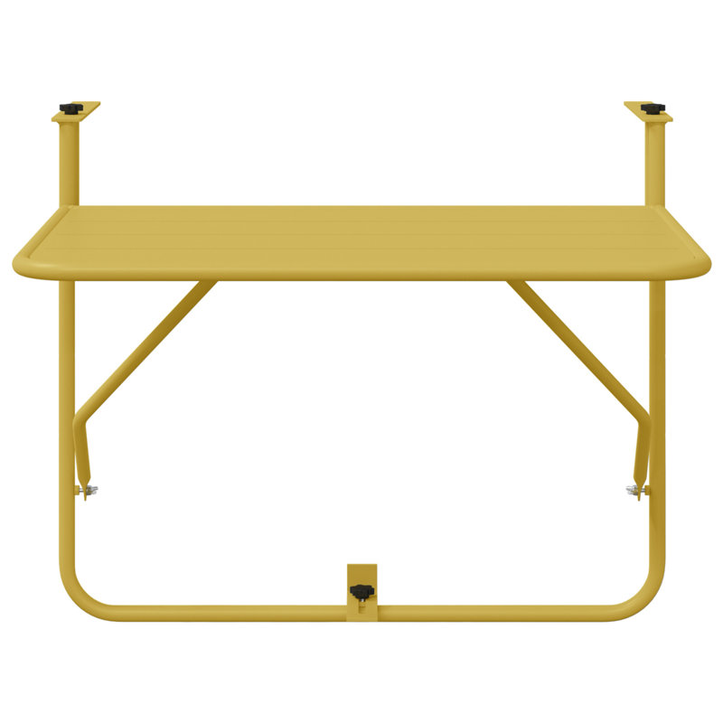 Balcony Table Metal Medium Collapsible Patio Table, Gold