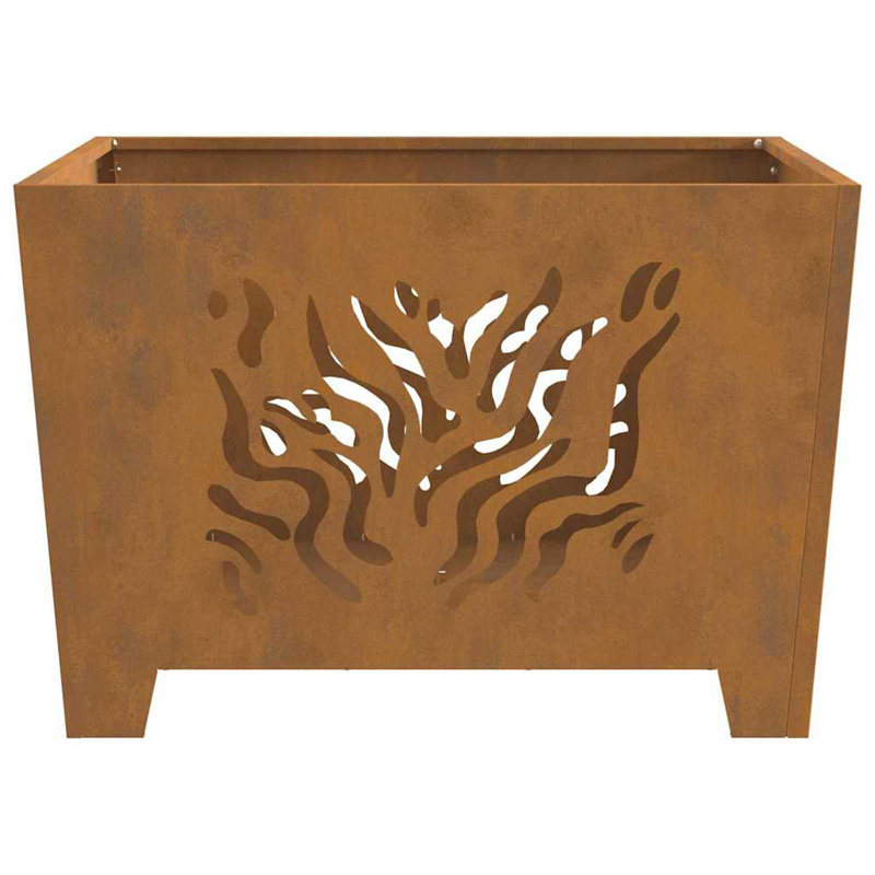 Modern Outdoor Fire Pit, 40cm H x 60cm W x 60cm D, Brown