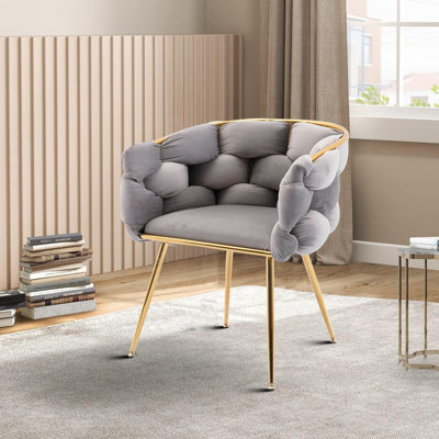 Chaise avec accoudoirs en velours Shrea