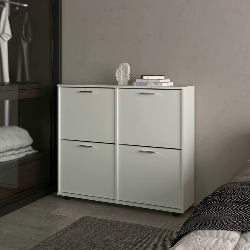 Armoire de rangement à chaussures inclinable avec plusieurs compartiments et design moderne
