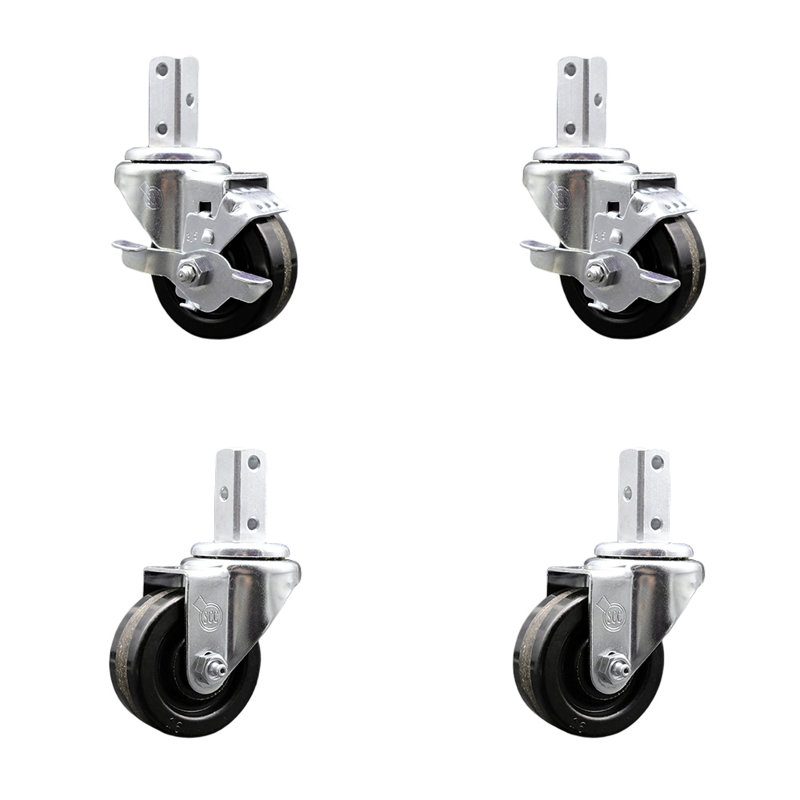 4 Piece Phenolic Wheel Caster Set