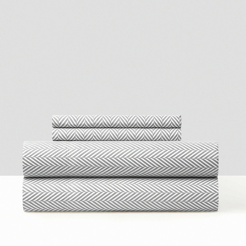 Herringbone Dream 4-Piece Sheet Set - Super Soft Graphic Design - Includes Flat, Fitted Sheet, 2 Pillowcases - Cozy Bedding Collection