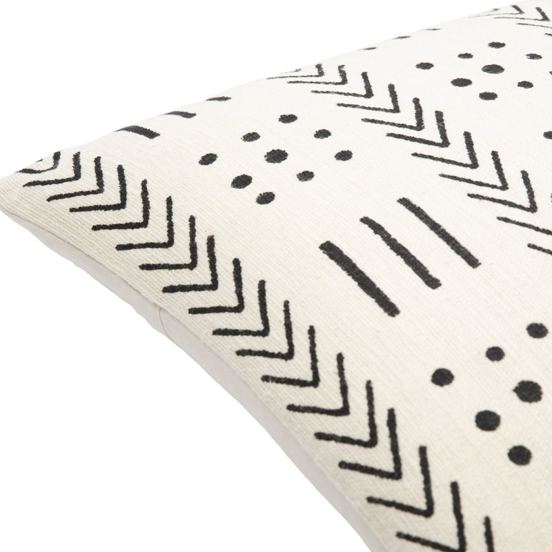 Geometric Down Throw Pillow, Cream/Black