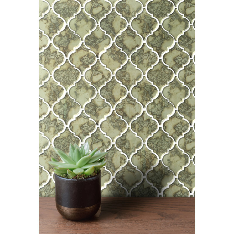 Carrelage mural en mosaïque 12 po x 9 po Lanterne Antique, Brun clair / vert