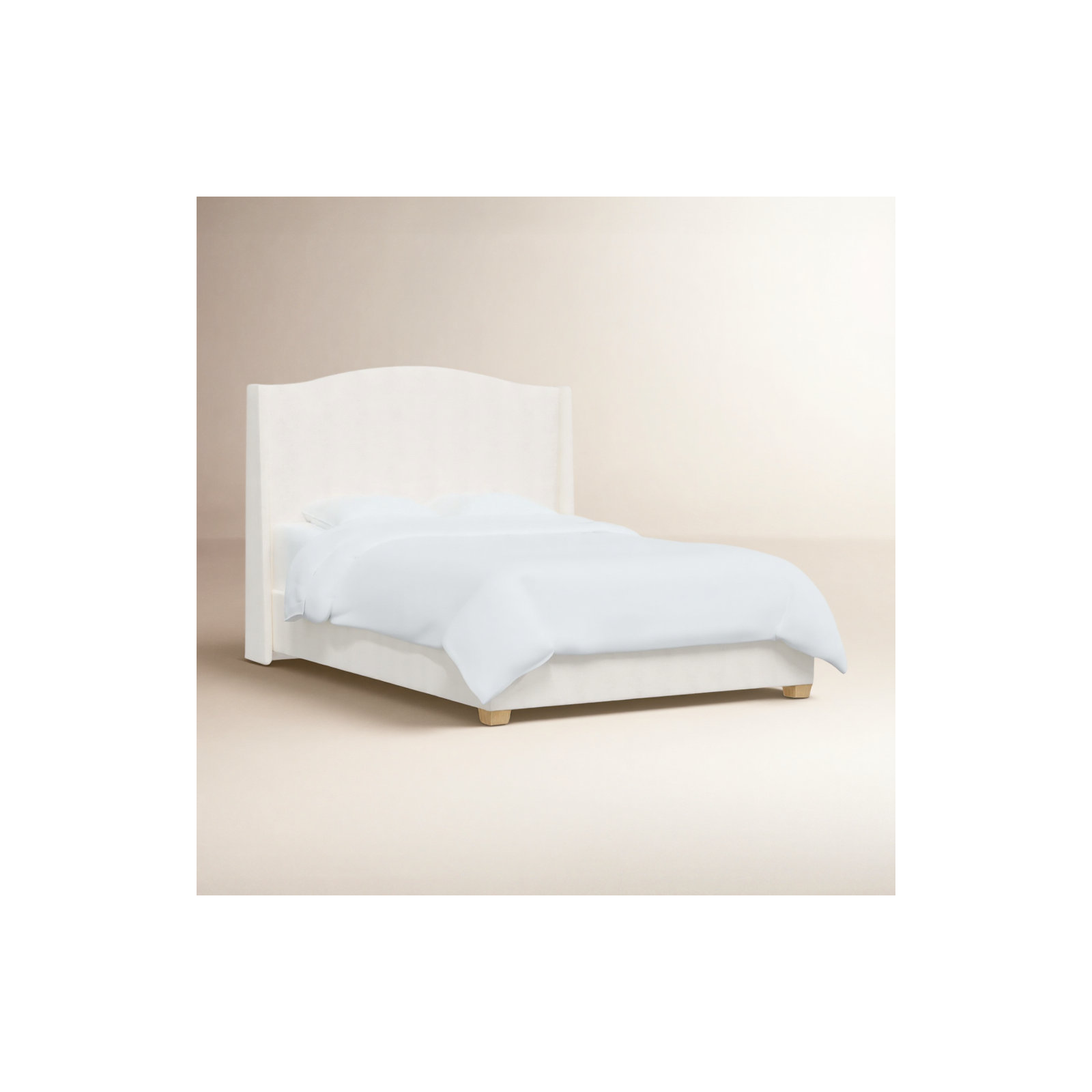 Allis Upholstered Wingback Bed, Zuma White Textured Linen, King