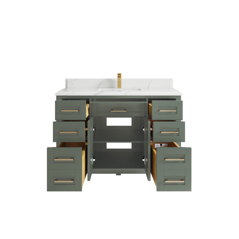 Cambridge 48'' Single Bathroom Vanity with Quartz Top, Calacatta Laza