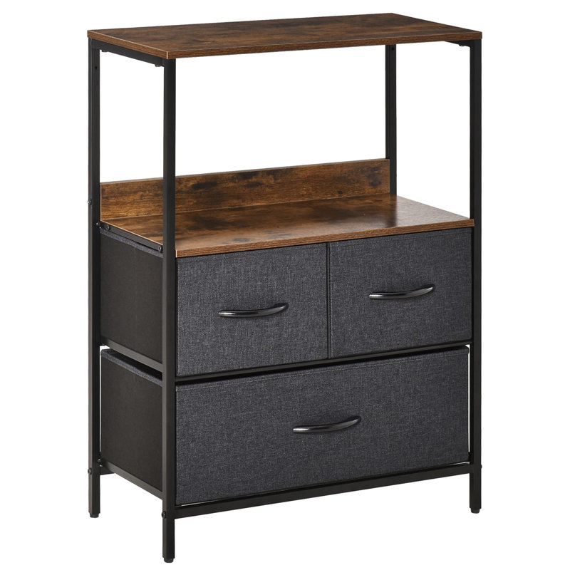Amine 58cm W 3 - Drawer Chest of Drawers, Black/Brown